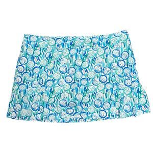 Lillie Green Golf Skort Womens XL White Blue Golf Print UPF Stretch Sporty